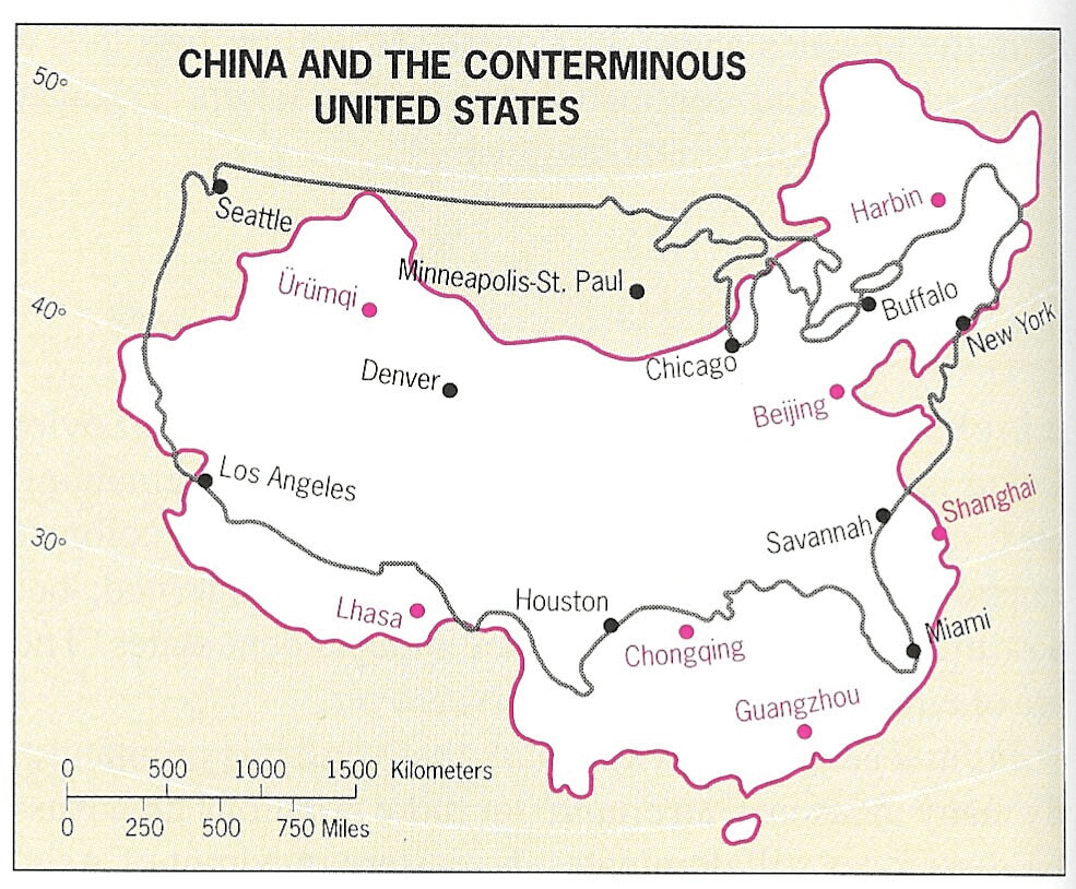 Beijing latitude compared to U.S.