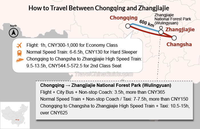 How do I get to Zhangjiajie National Forest Park from Chongqing?