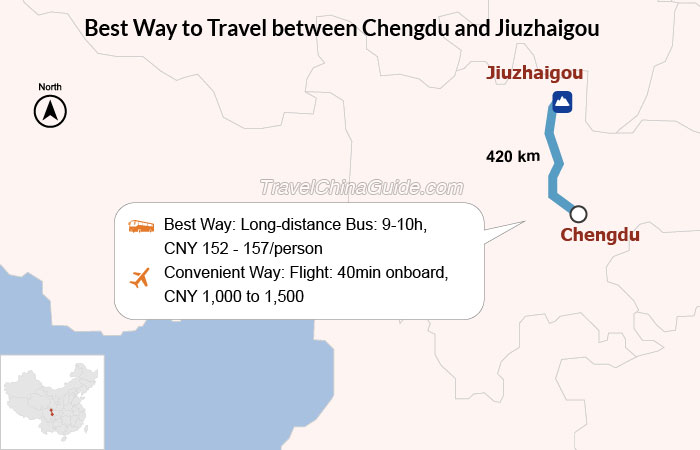 How long is the bus from Chengdu to Jiuzhaigou?