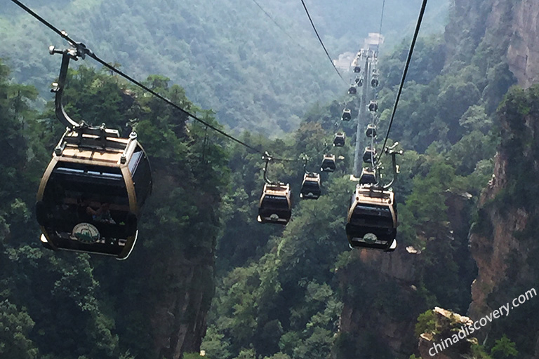 How tall is the Zhangjiajie cable car ride?