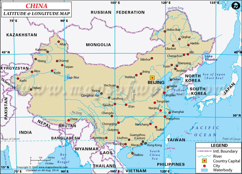 Latitude and Longitude of China cities