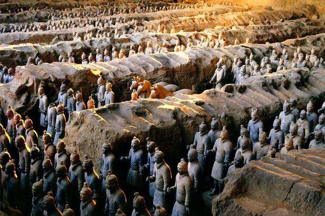 What was found in the tomb of the first Qin emperor?
