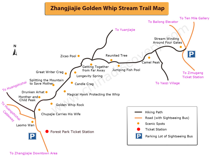 Where is the Golden Whip Stream Zhangjiajie?